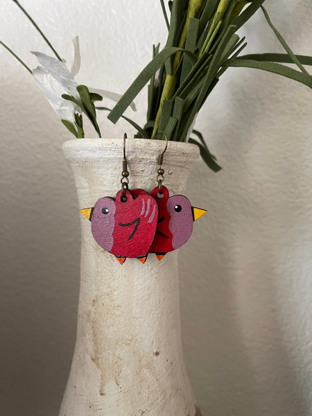 Birdie Earrings- red/purple