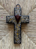 Milagro Heart Black Flowers Cross